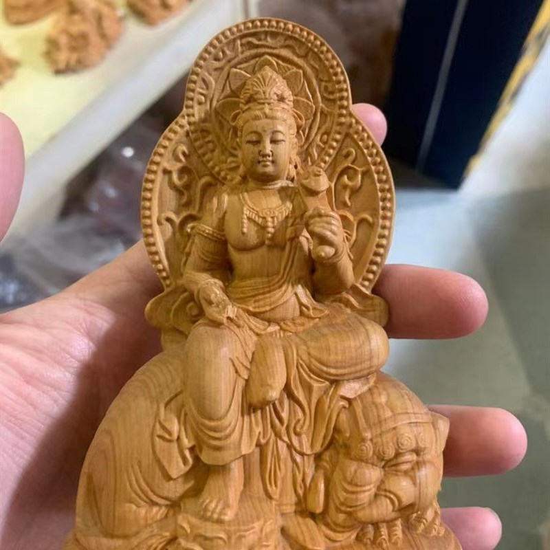 极速太行崖柏木木木雕人物普贤菩C萨佛像工艺品居家摆件实木雕刻