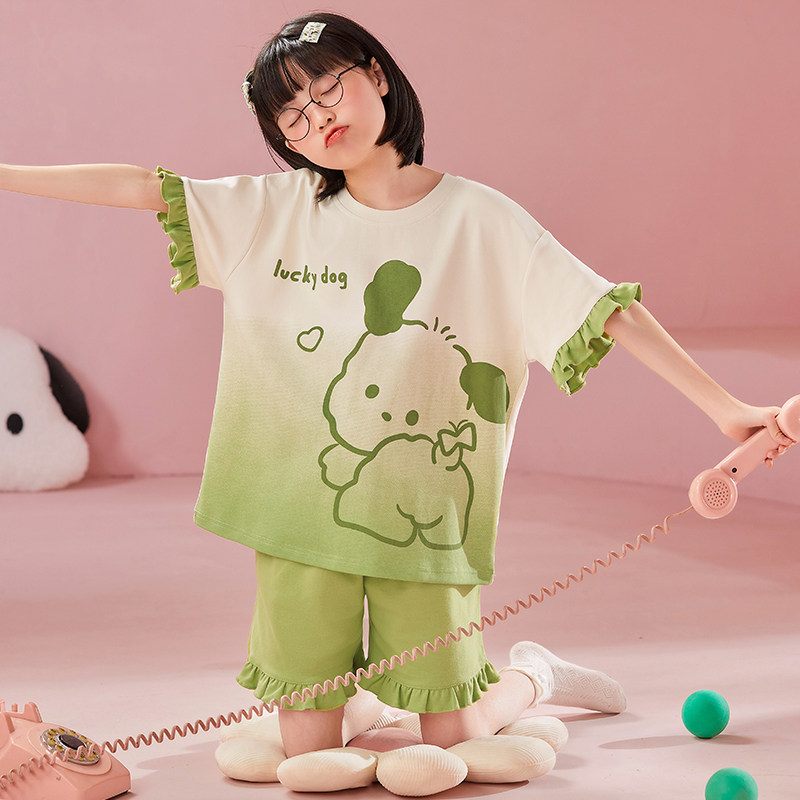 新品女童睡衣夏季纯棉短袖薄款2025新款儿童女孩夏款Y中大童套装