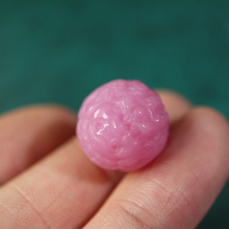 极速16mdm粉糯琉璃雕刻黄财神金刚杵圆珠配珠文玩佛珠手串diy藏式