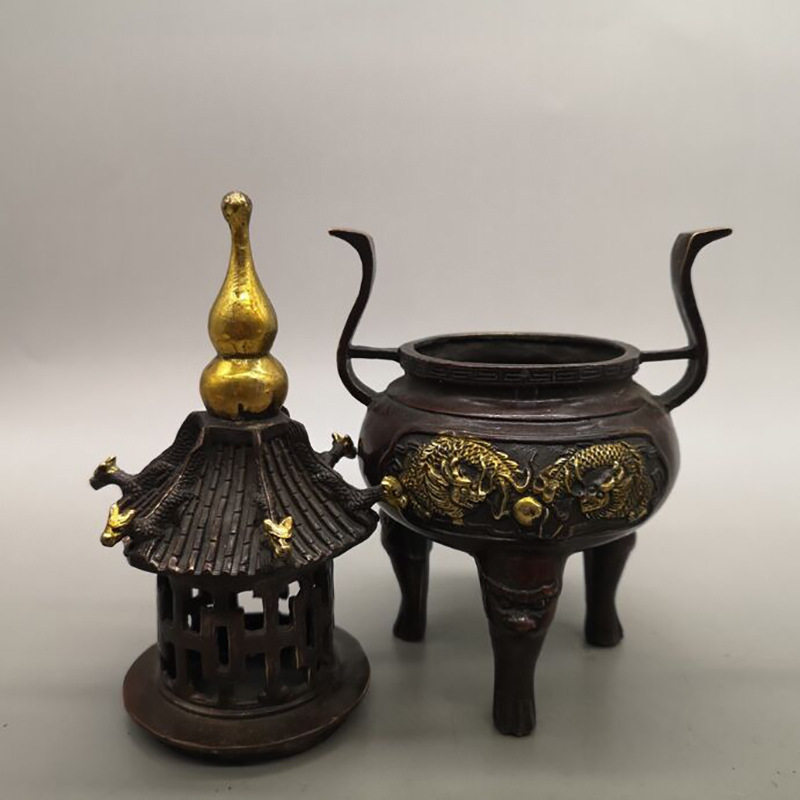 极速渼仿古做旧鎏金塔炉家居摆z件古玩收藏铜器铜熏香炉摆设工艺,金属材料及制品,其他金属制品,淘宝优惠券,粉丝福利购,淘宝优惠卷