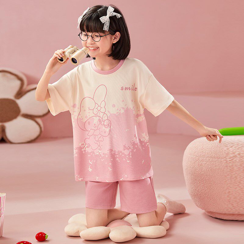 新品女童睡衣夏季纯棉短袖薄款2025新款儿L童女孩夏款中大童套装