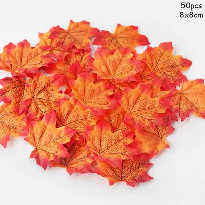 极速pcs Artificiaml Autumn Maple Leaves Fake Fall Simulation