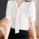 职业B正装 新品 女夏款 衬衫 大学生公考教资面试两件套 白色飘带短袖