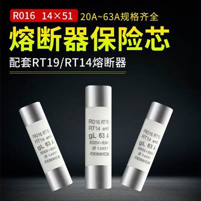 R016陶瓷保险丝管14x51 gL63A40A32A20A RT19 RT18熔断器熔芯500V