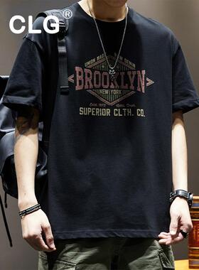 香港潮牌美式重磅短袖T恤男宽松大码纯棉上衣夏季潮流ins半袖体恤