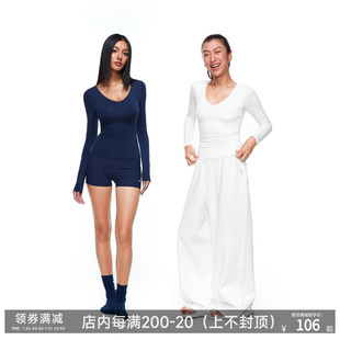 t恤女修身 顯瘦透氣運動上衣 蓄熱保暖輕薄高彈V領長袖 FDR旗艦店