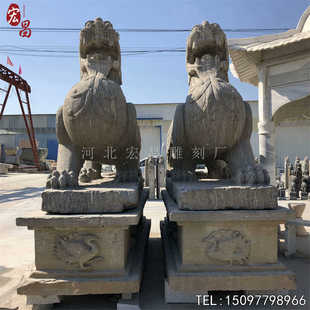 大型青石石雕貔貅一对庭院寺庙祠堂看门石材雕塑神兽瑞兽貔貅门口