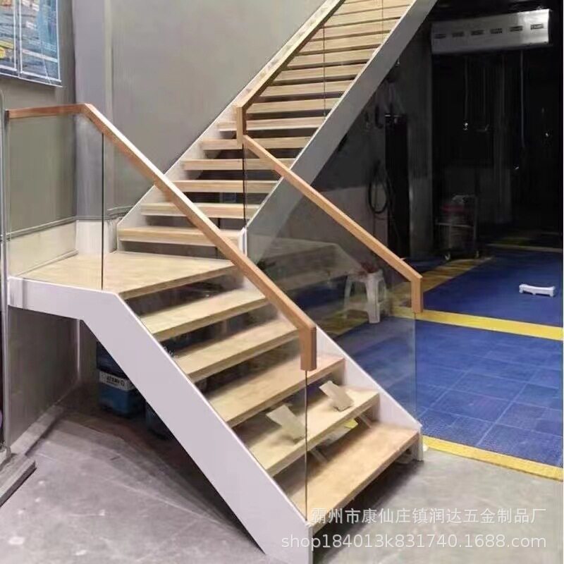 拆叠订置阁楼双梁楼梯别墅家用室内复式钢架楼梯复式L型楼梯