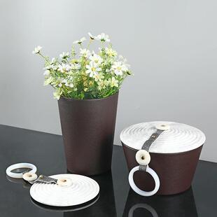 轻奢样板房饰品盒皮质金属大理石收纳首饰盒摆件分装收纳罐新中式