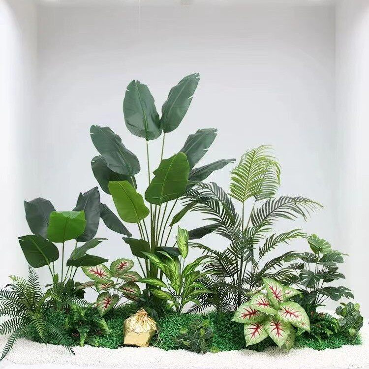 仿真绿植大型造景办公室楼梯下旅人蕉组合橱窗仿植物一整套落地式