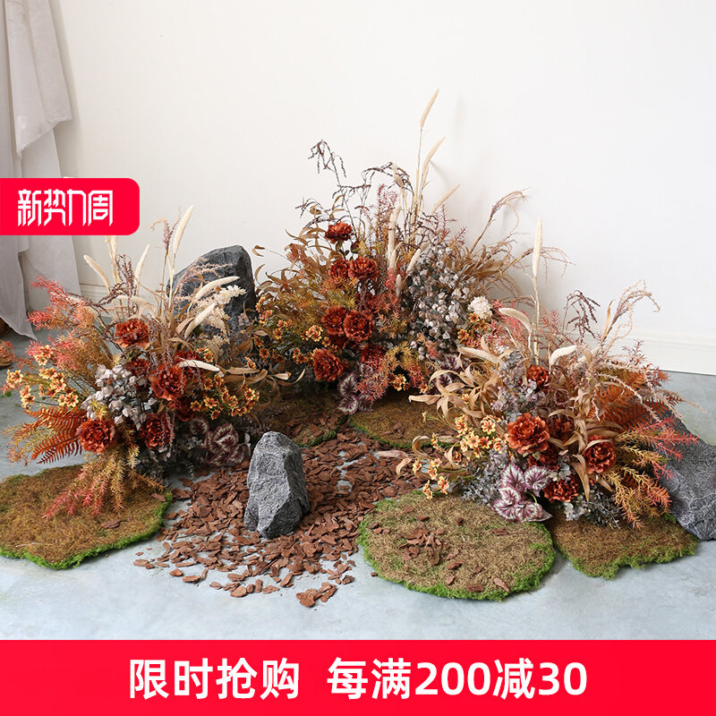 秋色花艺造景布置仿真芦苇植物软装景观庭院橱窗秋天仿生花丛装饰
