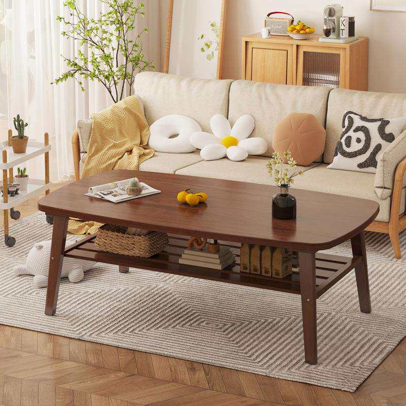 茶几客厅家用小户型北欧简约小桌子双层实木茶台阳台茶桌原木茶几