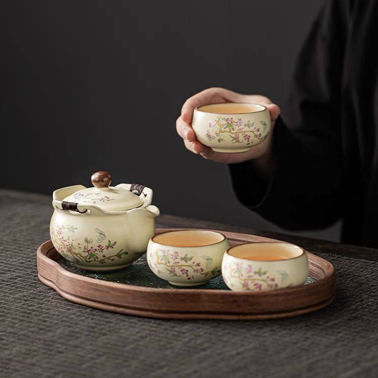 米黄手抓泡茶壶大号茶杯茶盘防烫泡茶碗车载便携户外旅行茶具套装,鲜花速递/花卉仿真/绿植园艺,其它园艺用品,淘宝优惠券,粉丝福利购,淘宝优惠卷