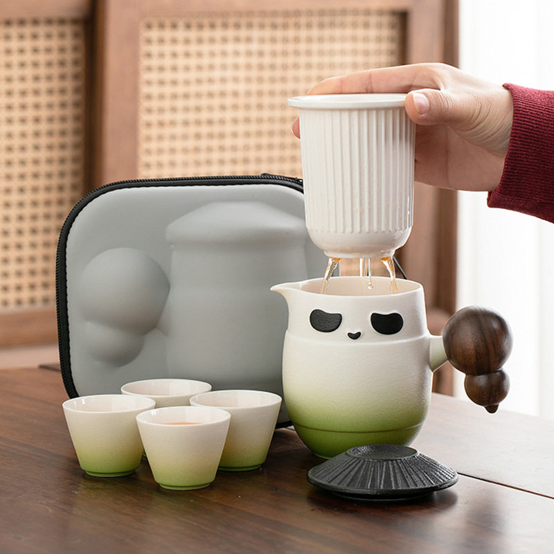 便携式旅行茶具小套装简易户外功夫泡茶壶茶杯新款露营快客杯家用