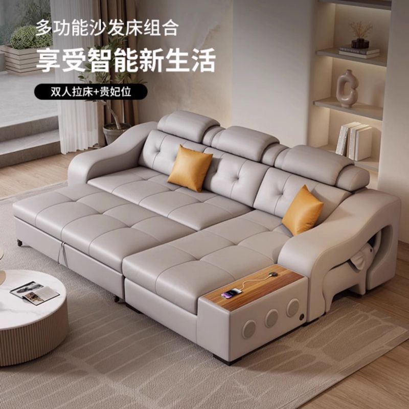 小户型真皮储物沙发床一体两用