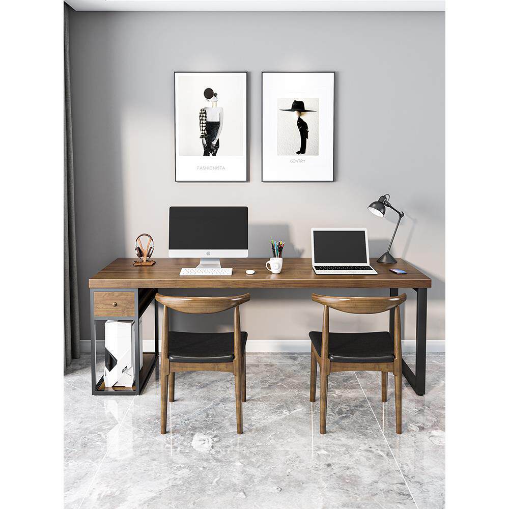 实木电脑桌办公台式家用卧室学习书桌写字台简约现代办公室桌椅子