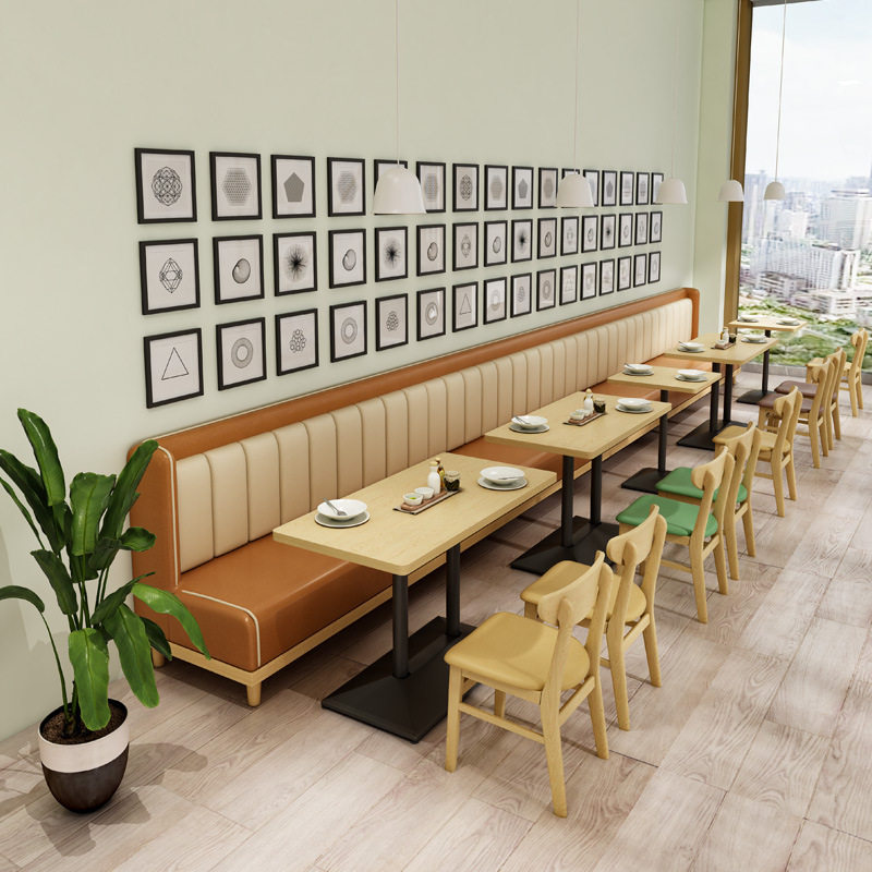 甜品店卡座沙发靠墙组合快餐店咖啡厅火锅店餐桌椅子直销订置北欧