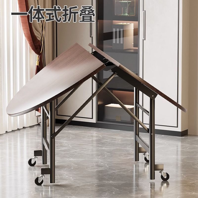 折叠餐桌新中式圆桌家用两折叠圆桌吃饭桌子圆形饭桌加大圆桌餐桌