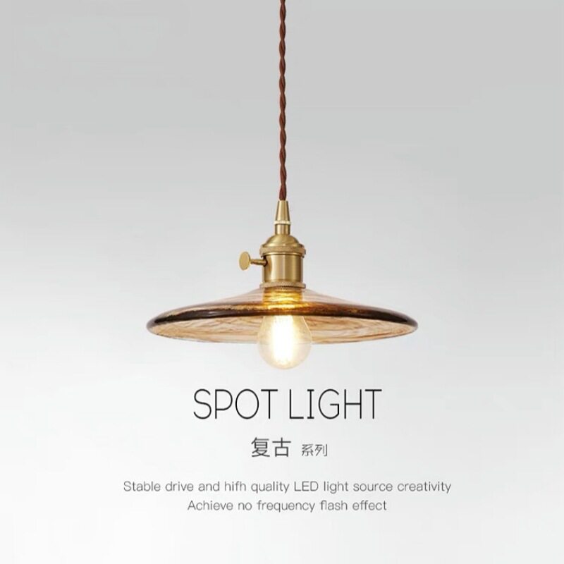 美式复古小吊灯主卧室床头吊线灯餐厅吧台灯玄关入户创意全铜灯具