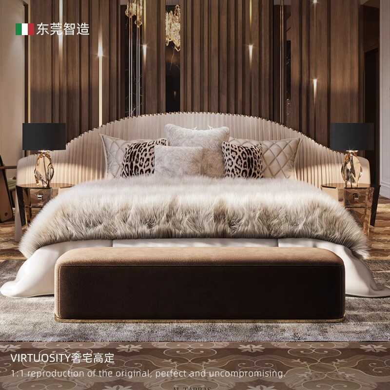 意大利设计师床意式真皮床轻奢现代主卧高端豪华别墅床宽屏落地床