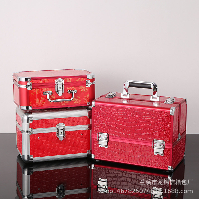 厂家定制铝合金化妆箱 纹绣美甲技师工具铝箱 梳妆收纳首饰化妆盒
