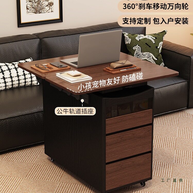 可移动升降折叠单独迷你岛台中古风家用小户型岛台餐台可订置