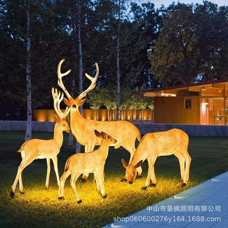 户外仿真太阳能发光梅花鹿造型灯园林景观庭院公园草坪灯装饰摆件