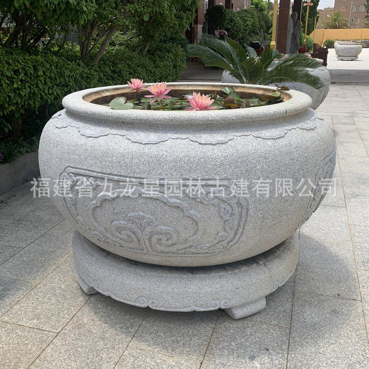 惠安石雕花盆青石花钵仿古鱼缸石盆做旧石缸庭院户外室外仿古做旧