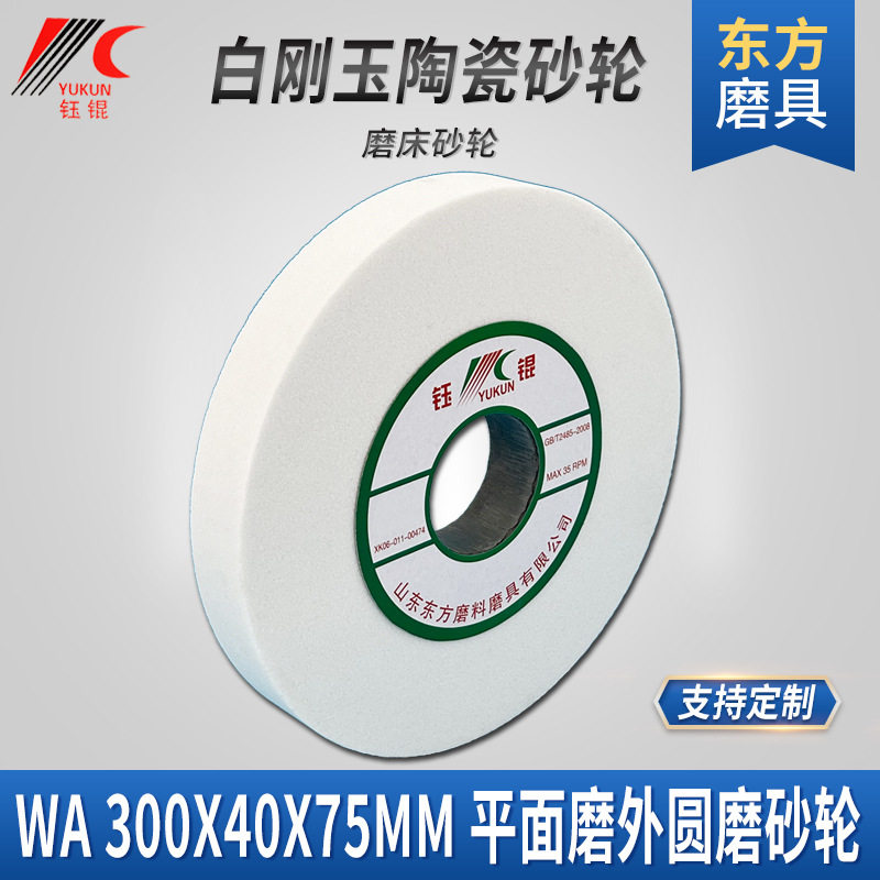 磨刀机陶瓷砂轮片300X40X75砂轮机平行磨不锈钢砂轮WA白刚玉沙轮
