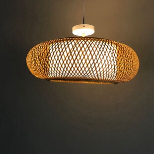 田园风藤艺编织鸟巢吊灯复古日式灯具竹篾灯笼吊灯饭厅吸顶灯灯笼