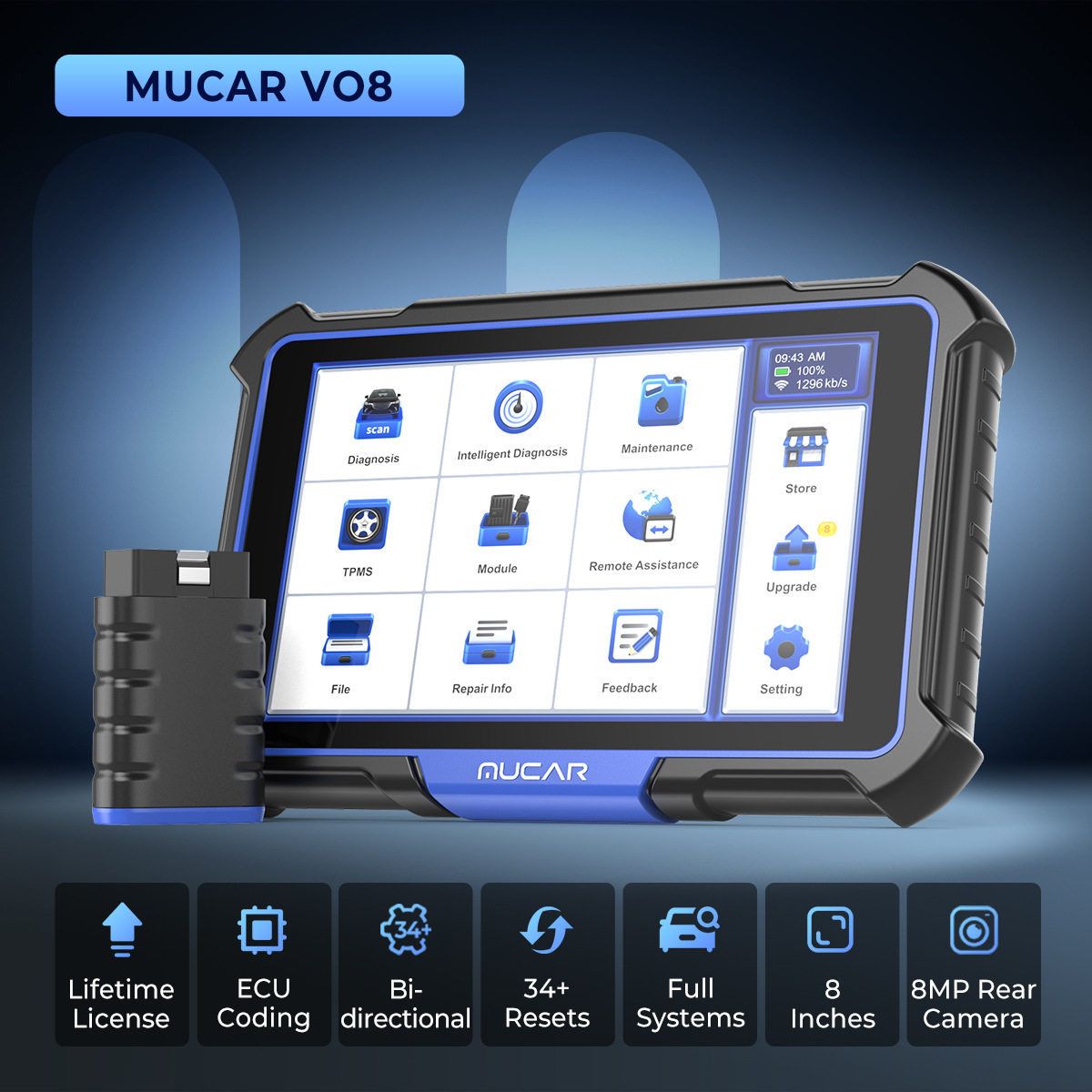 MUCARVO8OBD2扫描仪34项重置