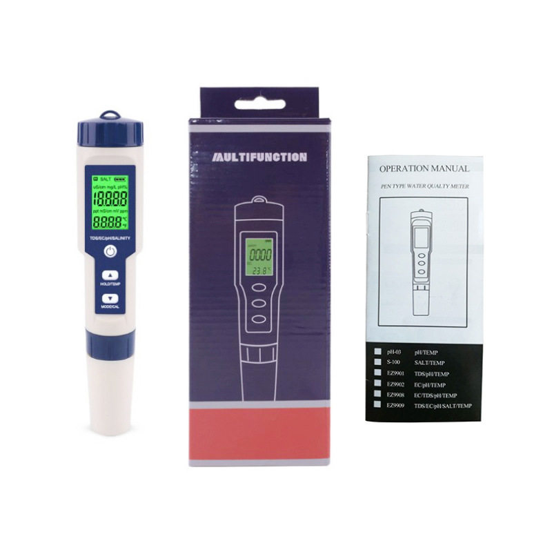 tds/ec/ph/盐度五合一水质检测笔电导率水质笔盐度计