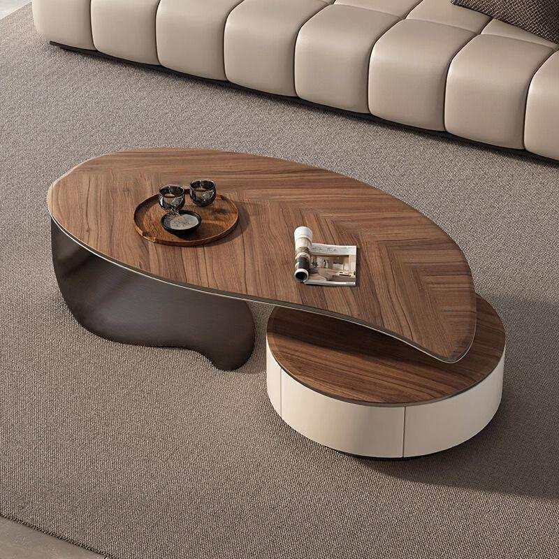 茶几简约极简实木树叶异形茶几客厅小户型现代设计师客厅家用