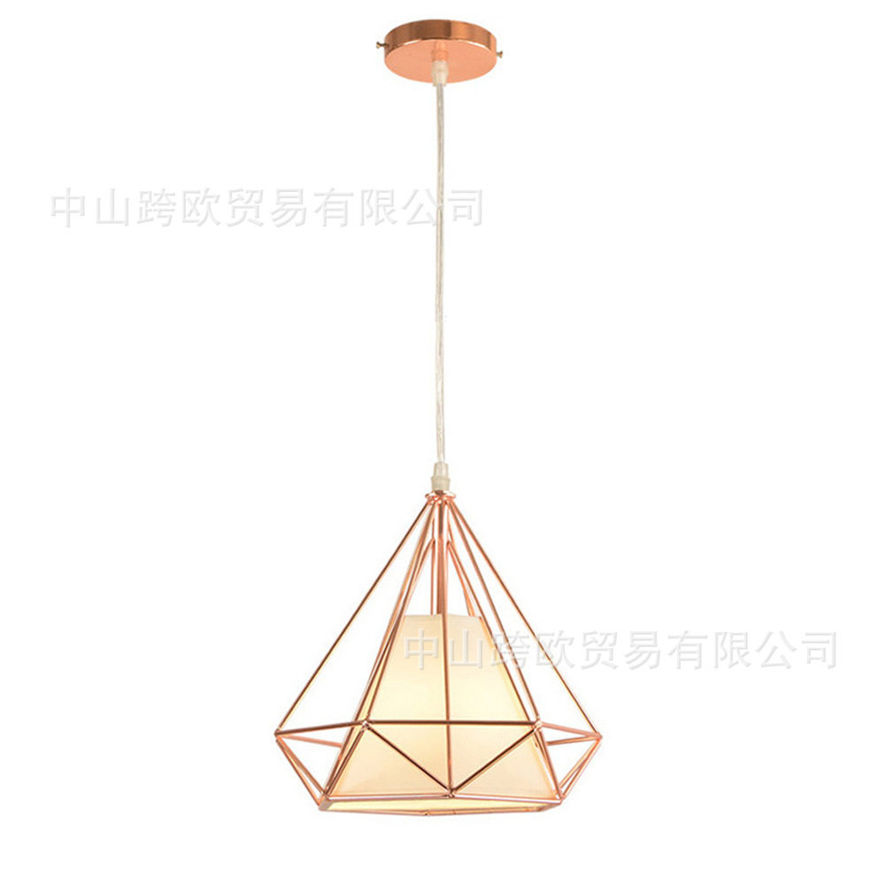 现代简约餐厅灯工业风钻石灯创意个性吧台玫瑰金灯具铁艺吊灯