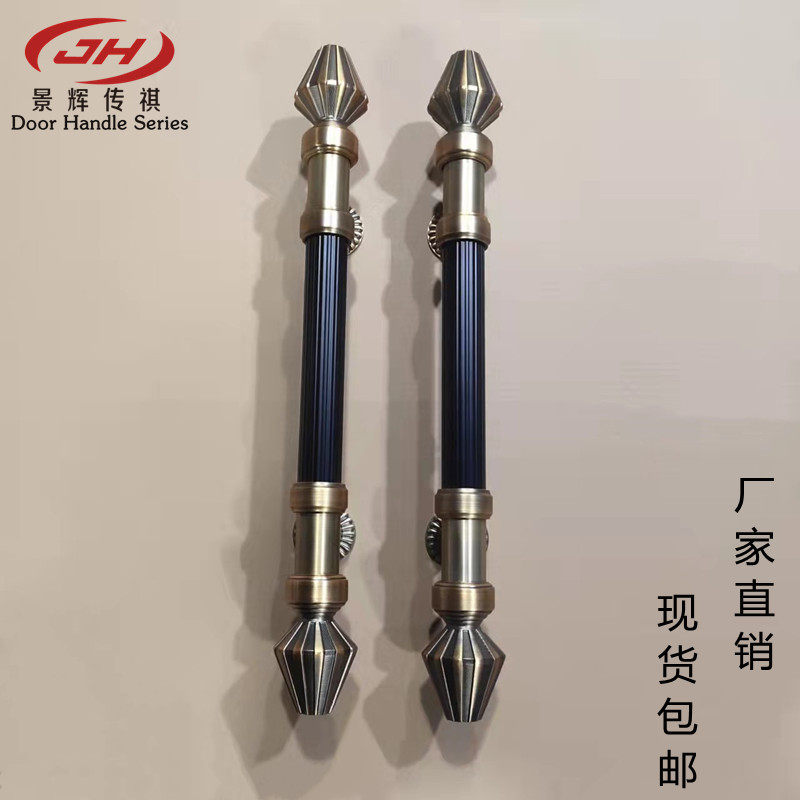 欧式仿古酒店大门拉手古铜色玻璃门把手黑色加厚不锈钢木门拉手