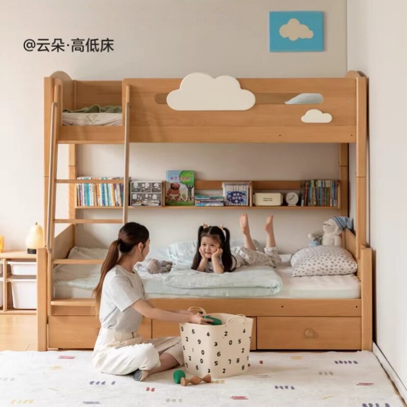 实木儿童高低床可拆分互不干扰子母床上下铺组合双层床