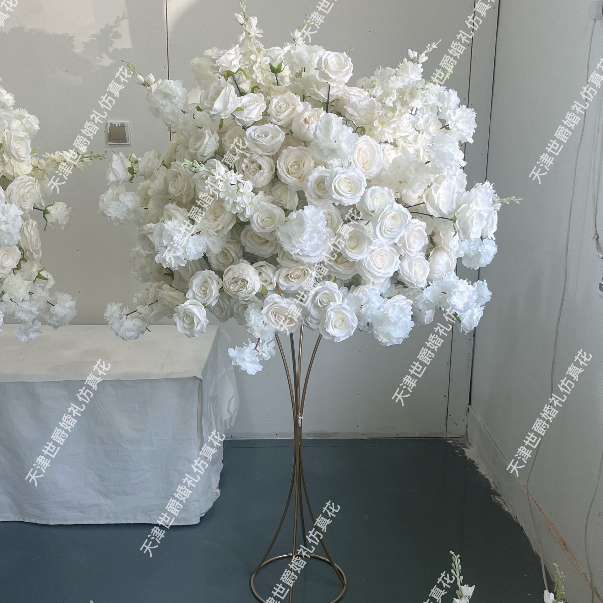 出口现货婚庆典礼装饰仿真花礼堂布置浪漫白90cm花球