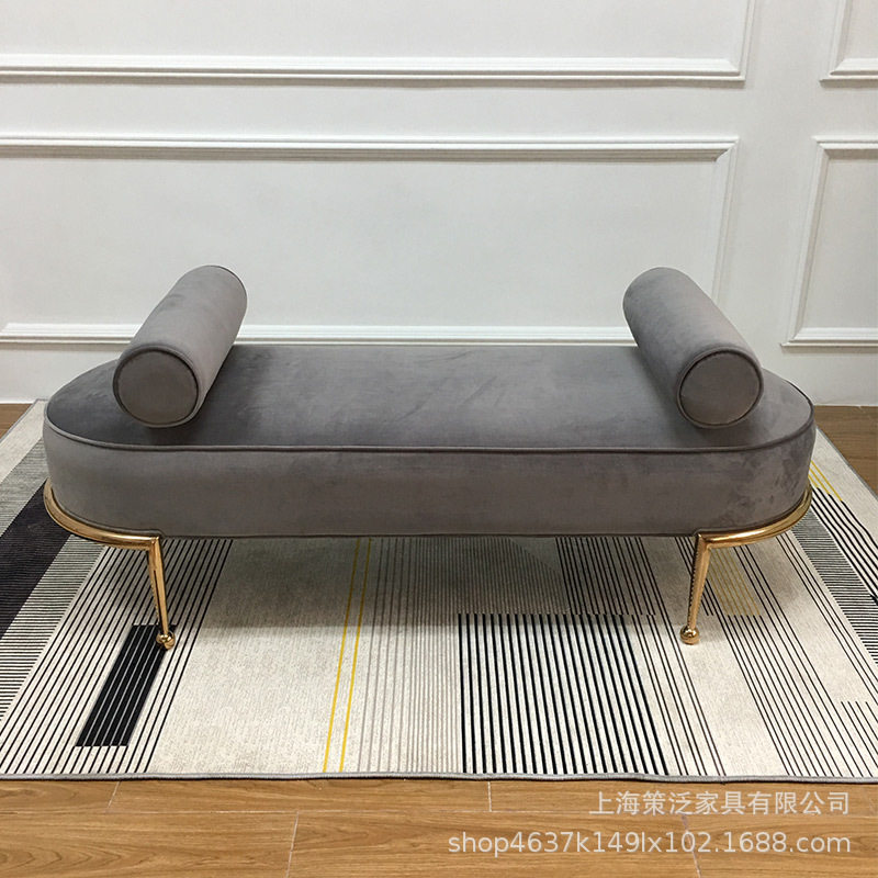 现代轻奢不锈钢长脚踏换鞋凳