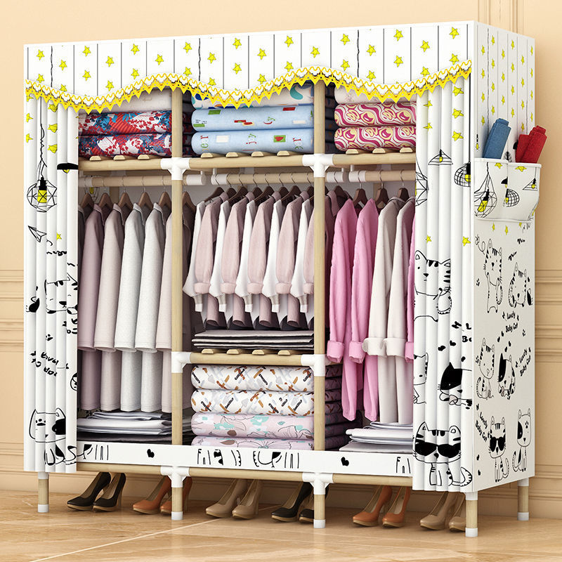 加厚加粗实木简易组装布衣柜