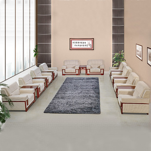 中式办公沙发组合 西皮商务接待会客沙发时尚客厅办公室沙发8707