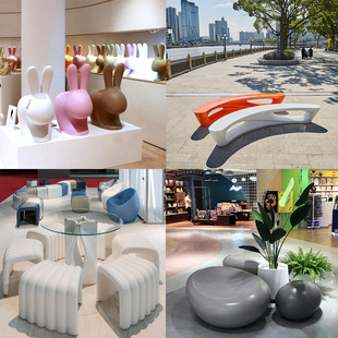 玻璃钢鹅卵石座椅商场大型坐凳创意儿童公共休息户外休闲长椅