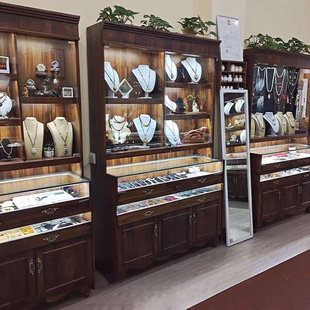 2026复古实木珠宝展示柜古玩玉器透明陈列柜首饰蜜蜡饰品玻璃展柜