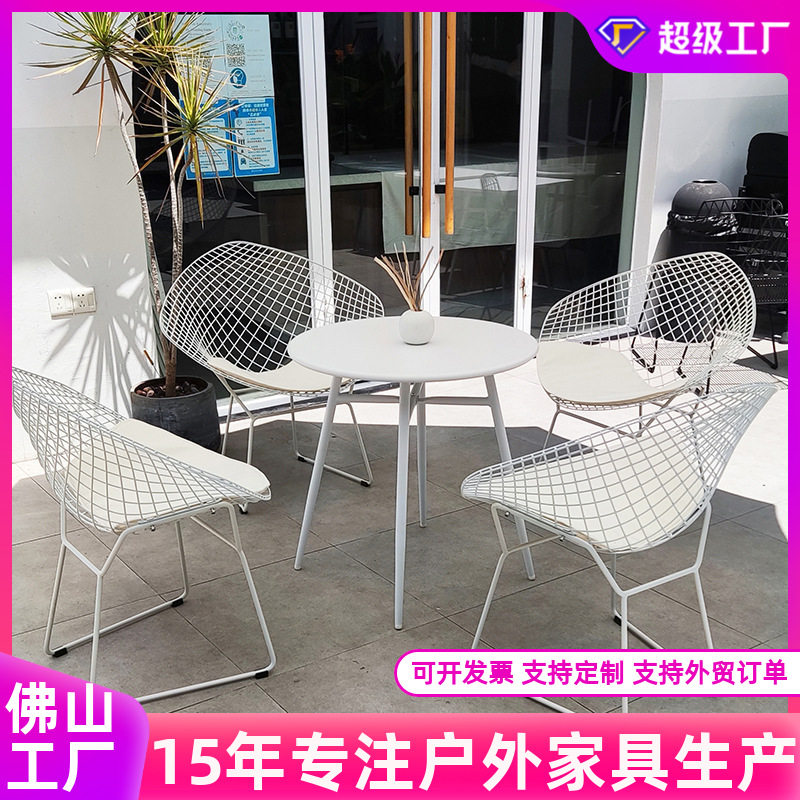 户外铁艺桌椅三件套庭院阳台