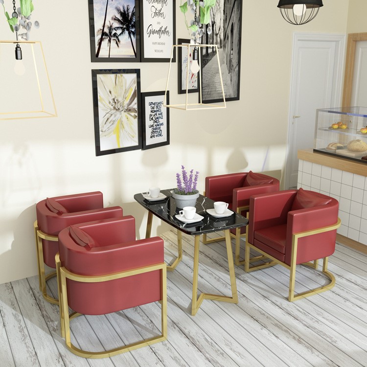 北欧布艺沙发组合咖啡厅商务接待沙发餐厅铁艺沙发客厅会客沙发