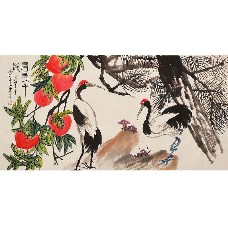 速发名家娄师白纯手绘鸭子装饰画国画水墨画办公室画玄关画壁画山