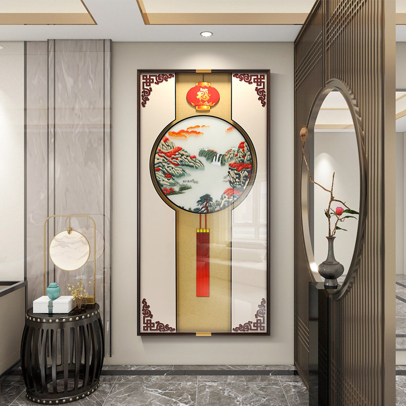 速发鸿运当头刺绣挂画新中式玄关装饰画手工苏绣走廊墙画成品实物