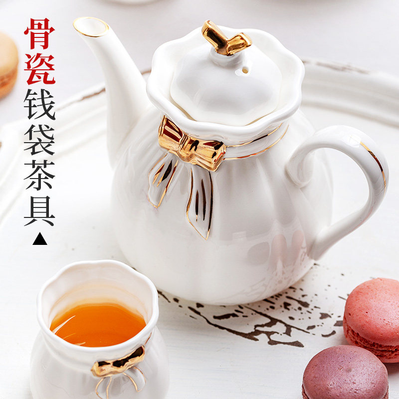 速发骨瓷镶金茶具套装陶瓷杯用欧式金边创意家午茶泡茶壶功夫茶下