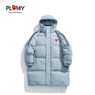 PLAY HEITY 官方棉衣冬季新款纯色连帽男女款宽松加厚中长款外套