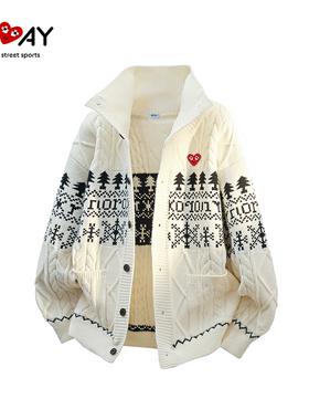 PLAY HEITY 官方针织开衫秋冬新款潮牌百搭撞色半高领男女款外套