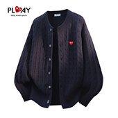 HEITY 官方针织开衫 秋冬季 PLAY 新款 韩系慵懒风圆领男女百搭外套
